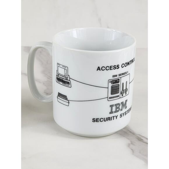 IBM Security Systems Cybersecurity Coffee Mug 14oz Teacup 80s 4" x2 Vintage - Picture 3 of 15